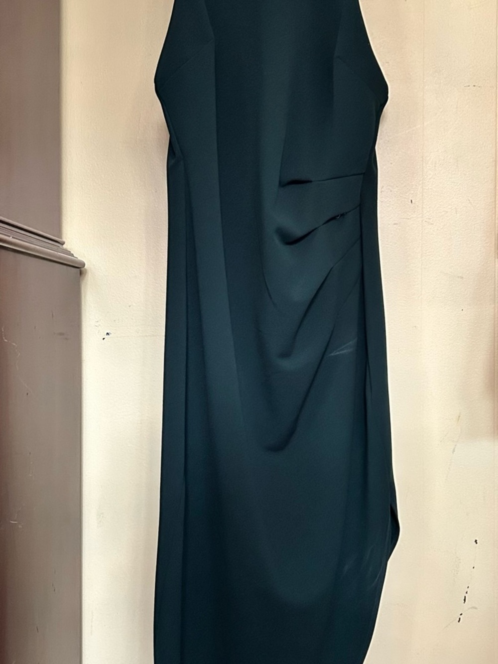 Premier Amour Deep Green Sleeveless Draped Maxi Dress